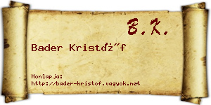 Bader Kristóf névjegykártya